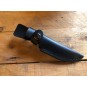 Whitby Knives 3.25" Stainless Steel & Black Pakkawood Bushcraft Sheath Knife with Black Leather Sheath